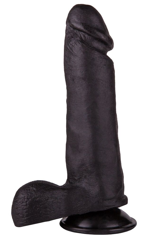 Чёрный дилдо на присоске - 19 см. 1