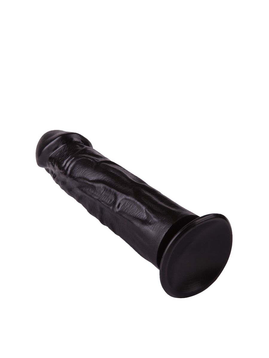 Упругий чёрный фаллоимитатор на подошве-присоске - 18,8 см. 4