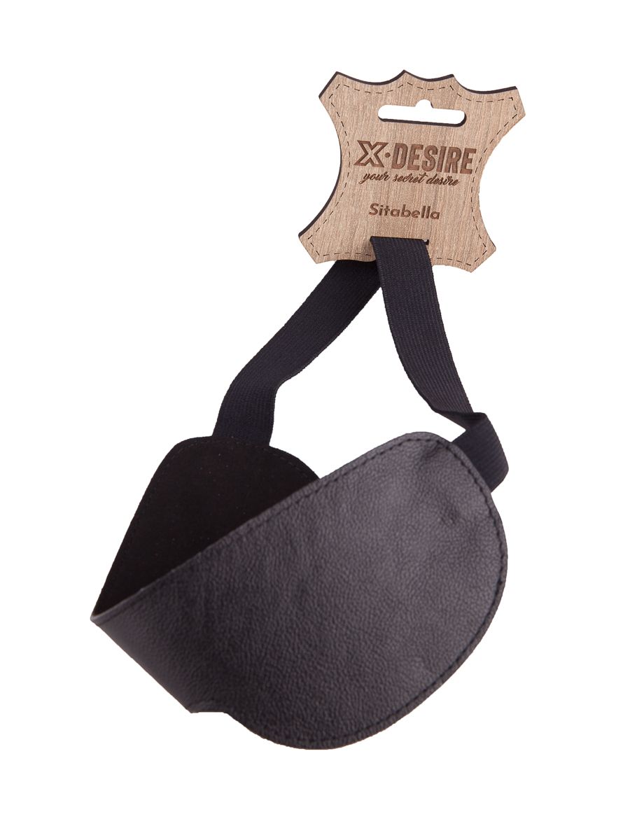 Чёрная широкая кожаная маска на глаза 2