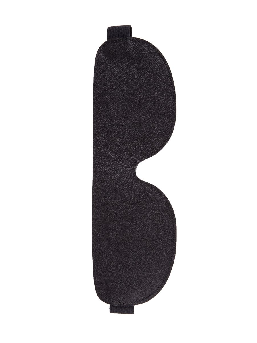 Чёрная широкая кожаная маска на глаза 4