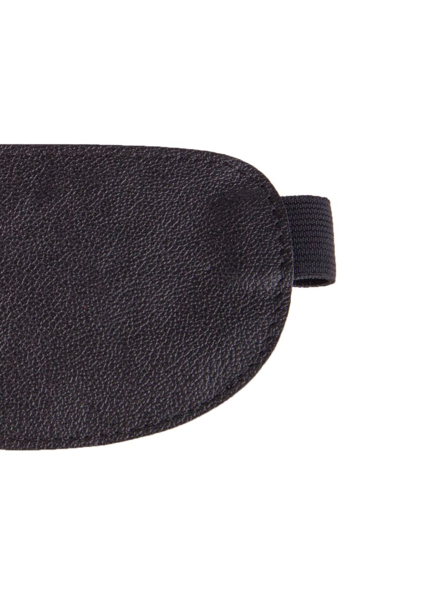 Чёрная широкая кожаная маска на глаза 5