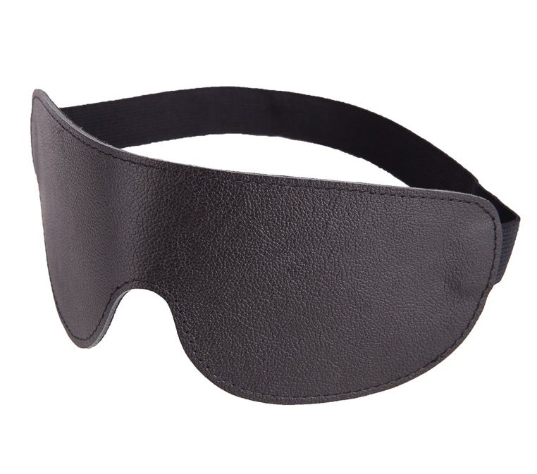 Чёрная широкая кожаная маска на глаза 1