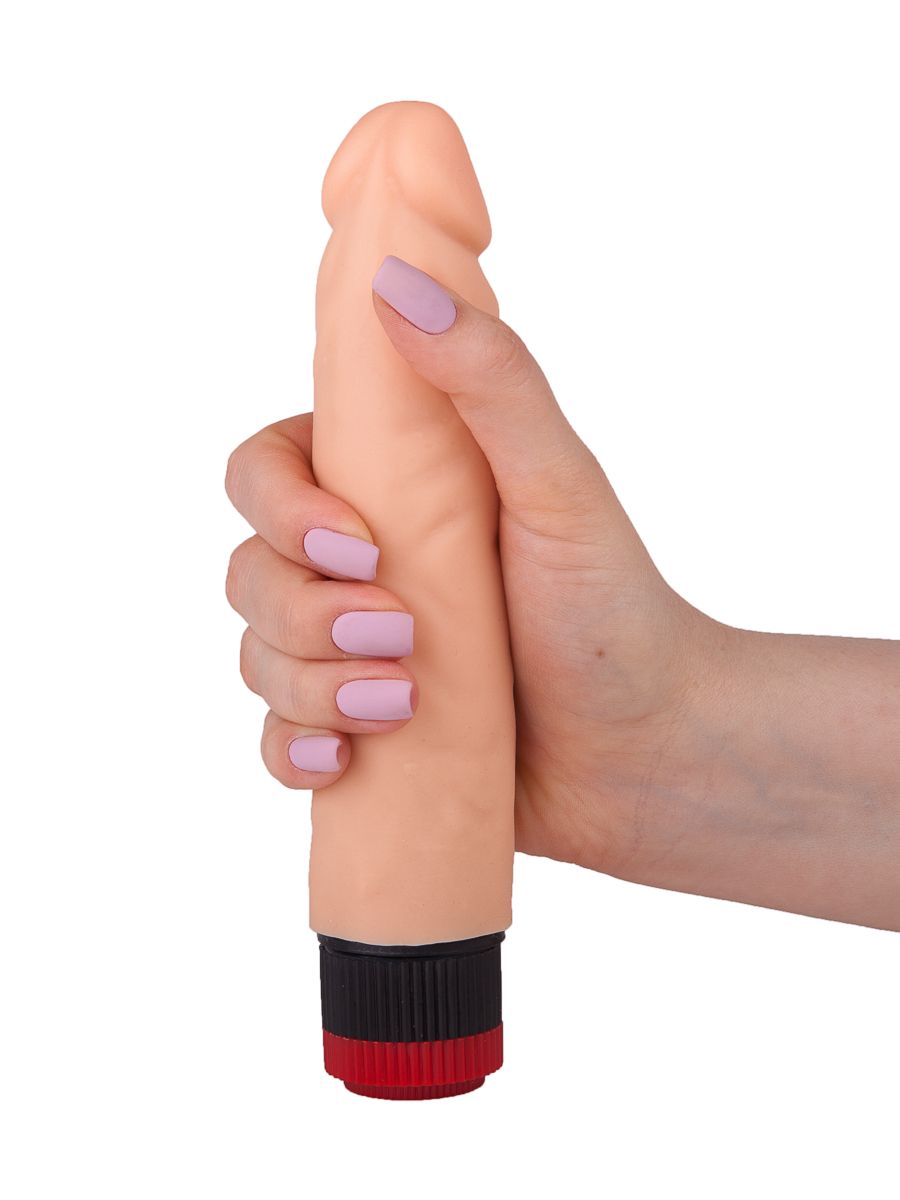 Телесный вибратор-реалистик со встроенным пультом управления - 16,5 см. 5