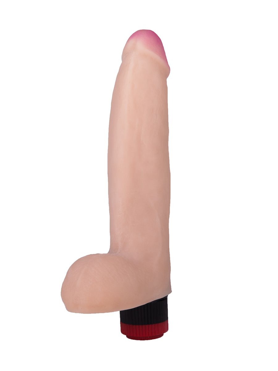 Телесный вибратор-реалистик с мошонкой - 23,7 см. 2