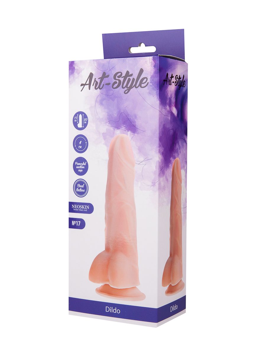 Фаллоимитатор на присоске ART-Style №17 с выраженным рельефом - 20 см. 2
