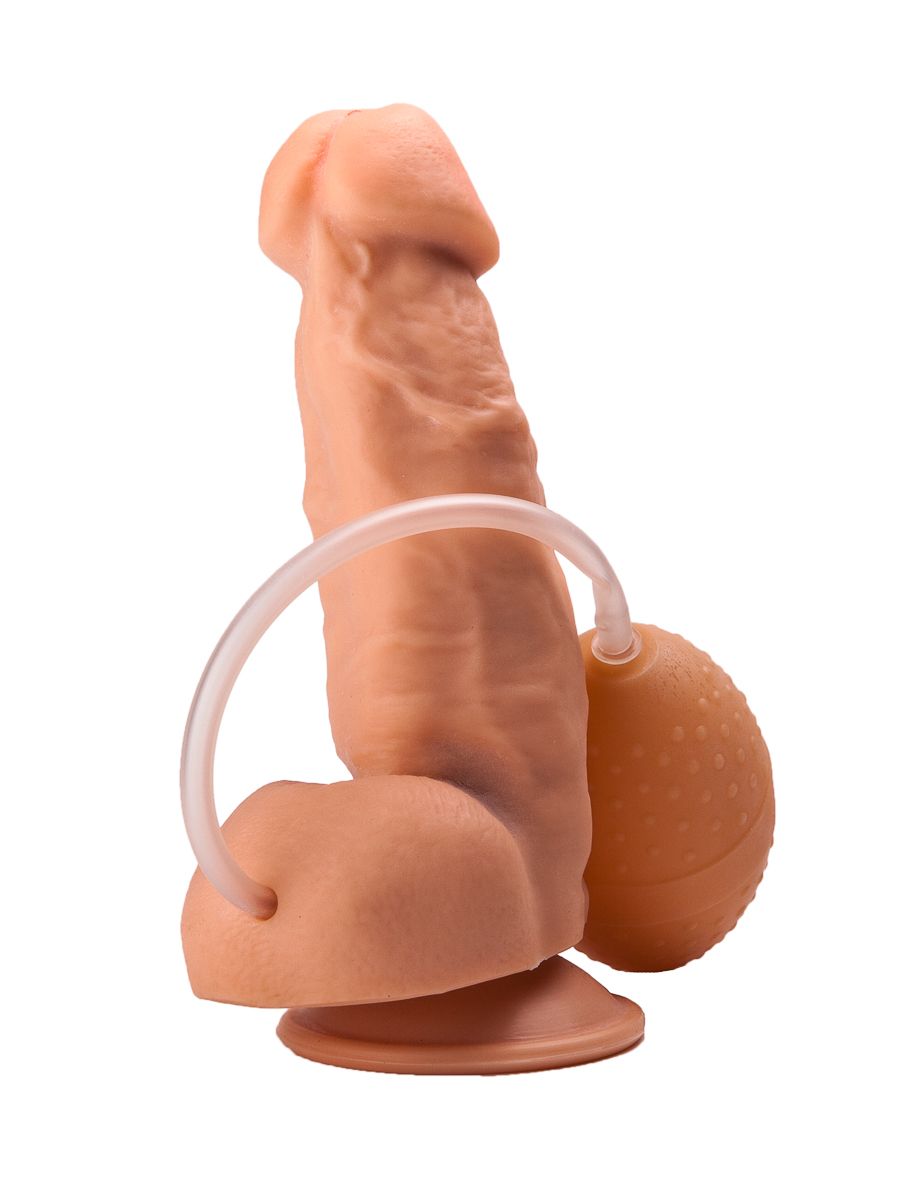 Фаллоимитатор-реалистик на присоске с имитацией эякуляции - 17,8 см. 2