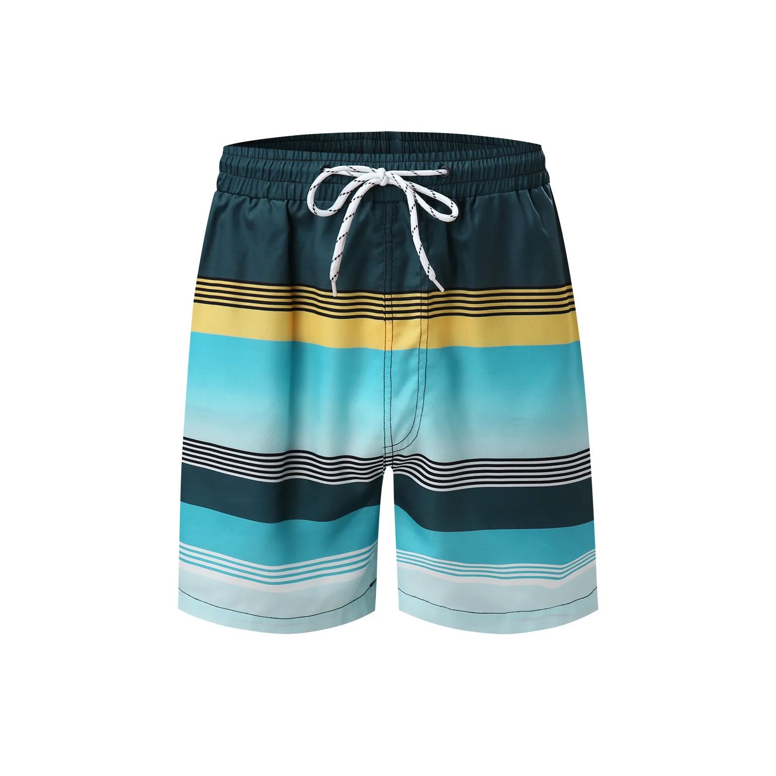 Сине-голубые пляжные шорты в полоску 3