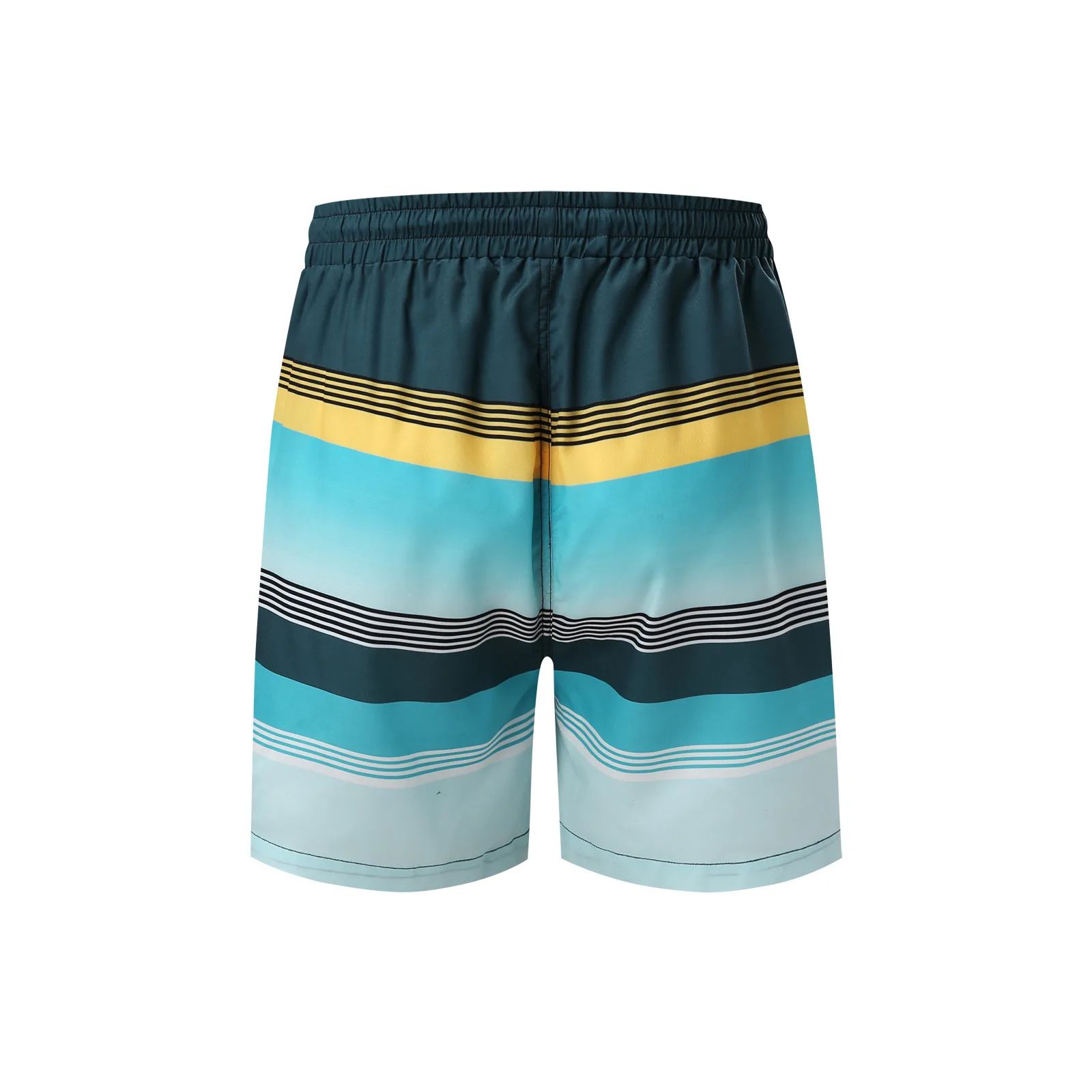 Сине-голубые пляжные шорты в полоску 4