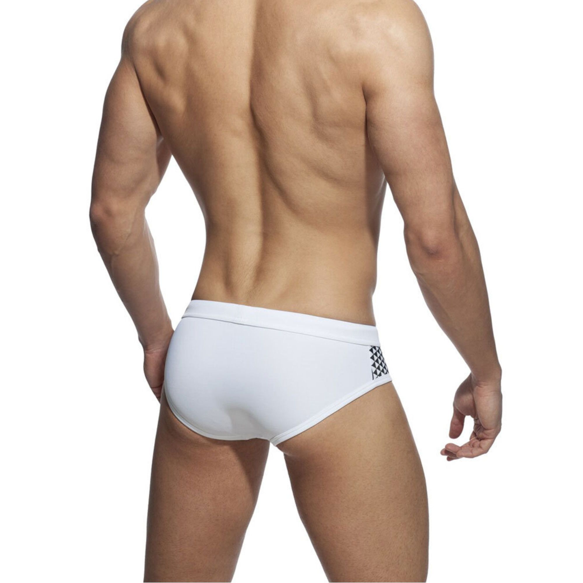 Белые мужские плавки с принтованными боковыми вставками 3