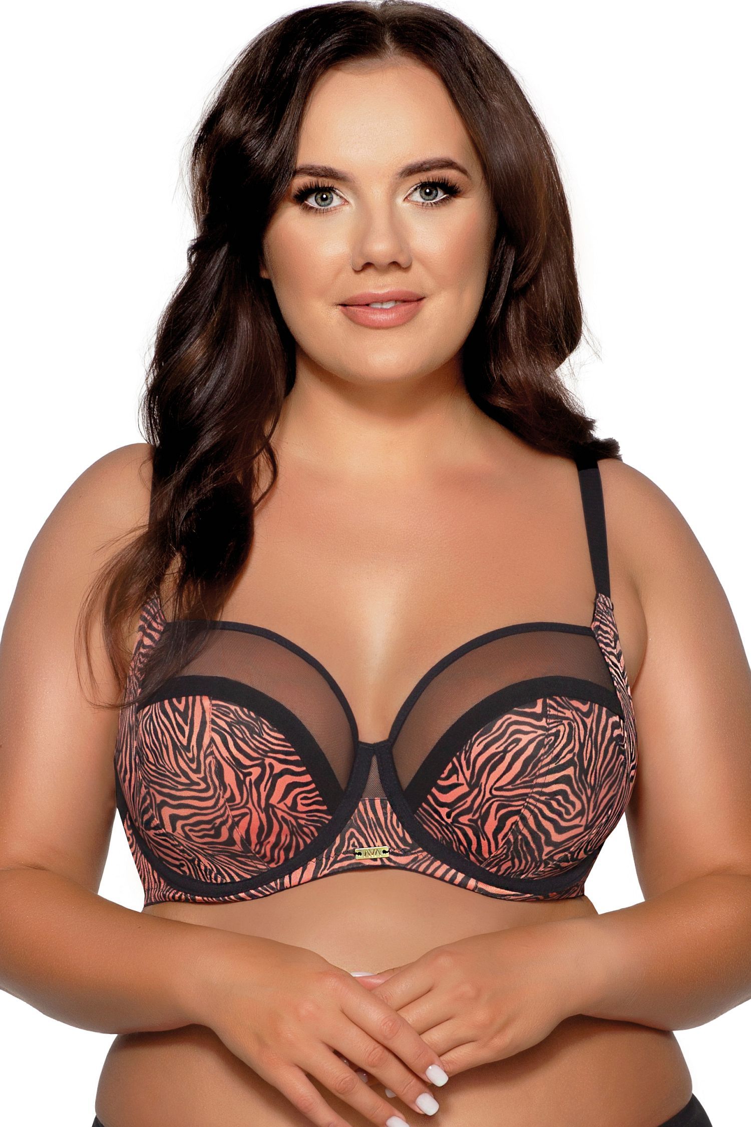 Бюстгальтер с мягкими чашками +size и тигриным принтом 1