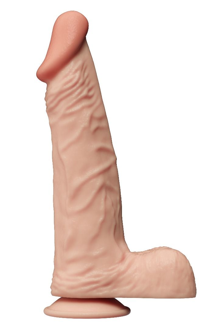 Телесный перезаряжаемый вибратор-реалистик на присоске - 20 см. 3