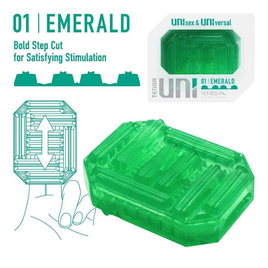 Зеленый мастурбатор-стимулятор Tenga Uni Emerald 5