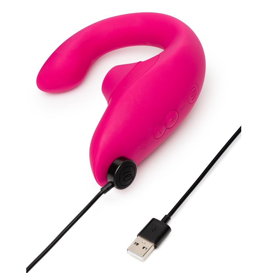 Малиновый вибромассажер для двойной стимуляции Womanizer Blend 8