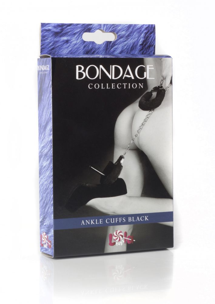 Чёрные меховые оковы на ноги Bondage 3