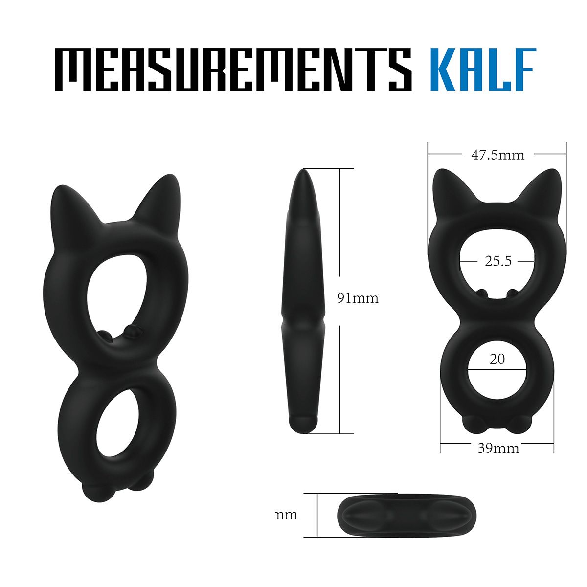 Черное двойное эрекционное кольцо Rooster Kalf 2