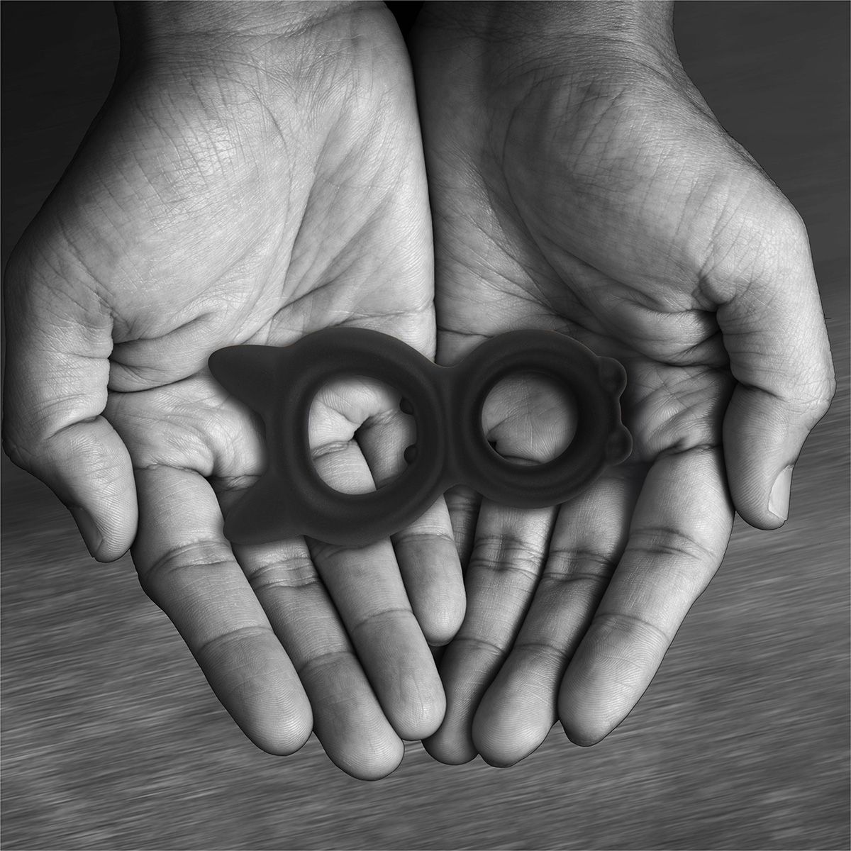 Черное двойное эрекционное кольцо Rooster Kalf 5