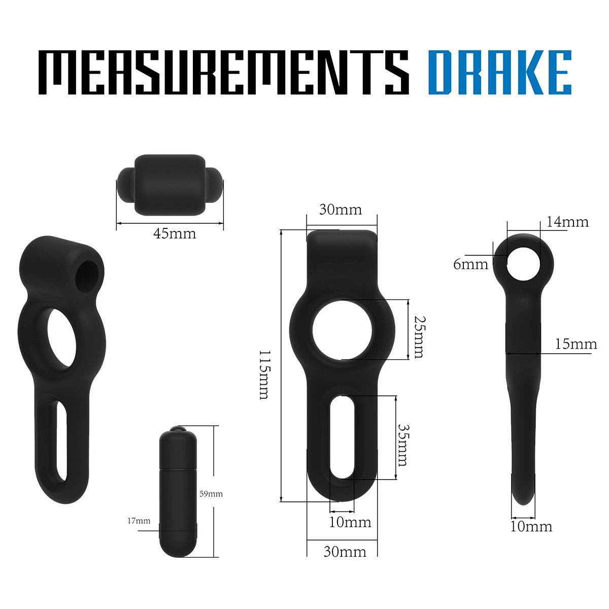 Черное двойное эрекционное виброкольцо Rooster Drake 2