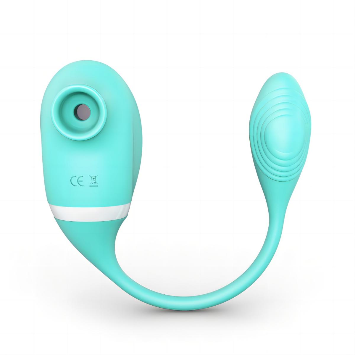 Мятный вакуумный вибростимулятор Tadpole Vibrating Dual Stimulation с виброхвостиком 4