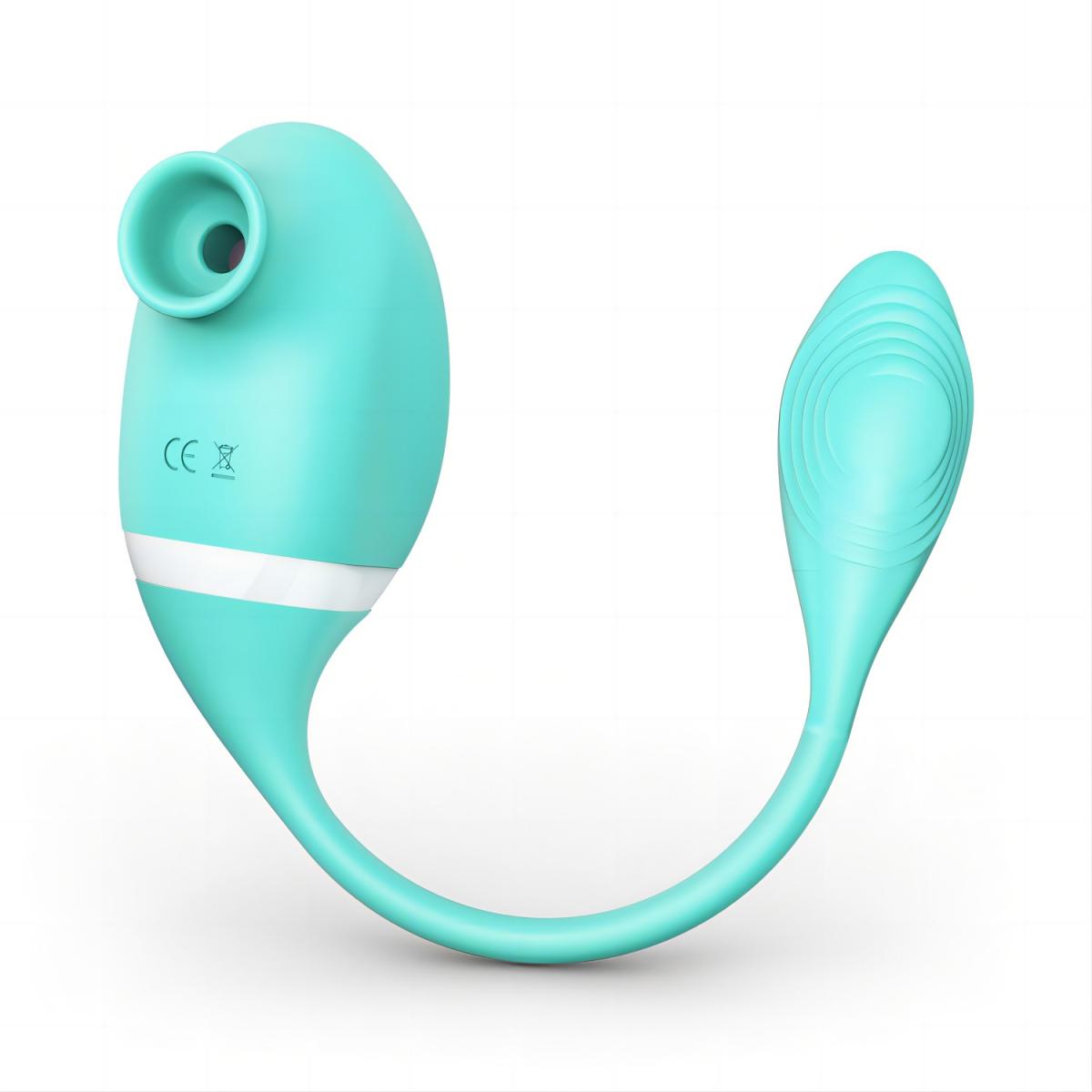 Мятный вакуумный вибростимулятор Tadpole Vibrating Dual Stimulation с виброхвостиком 1