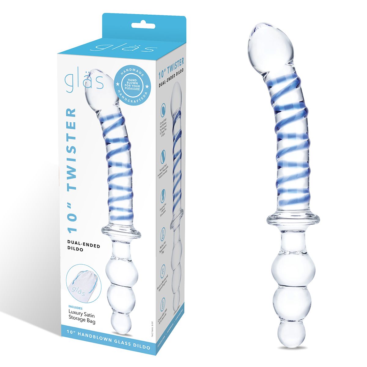 Двухсторонний стеклянный фаллоимитатор Twister - 24 см. 2