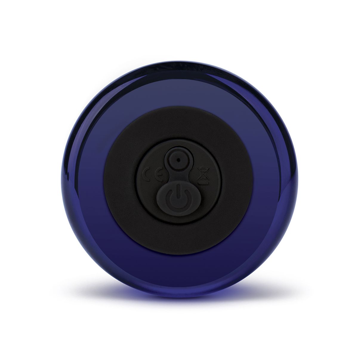 Синий стеклянный изогнутый вибратор - 11 см. 6