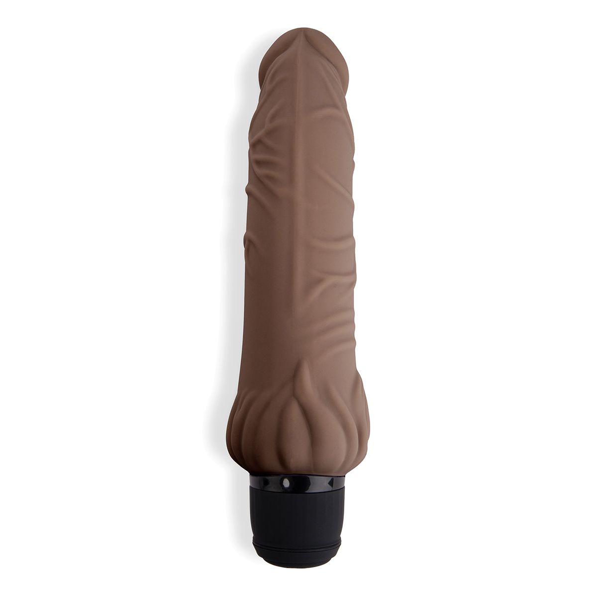Коричневый вибратор с клиторальным выступом 7" Realistic Vibrator - 21,5 см. 2