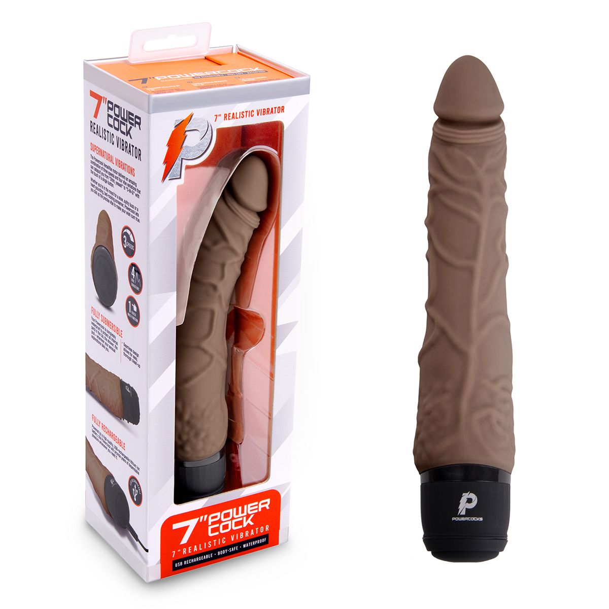 Коричневый вибромассажер 7" Realistic Vibrator - 20 см. 6