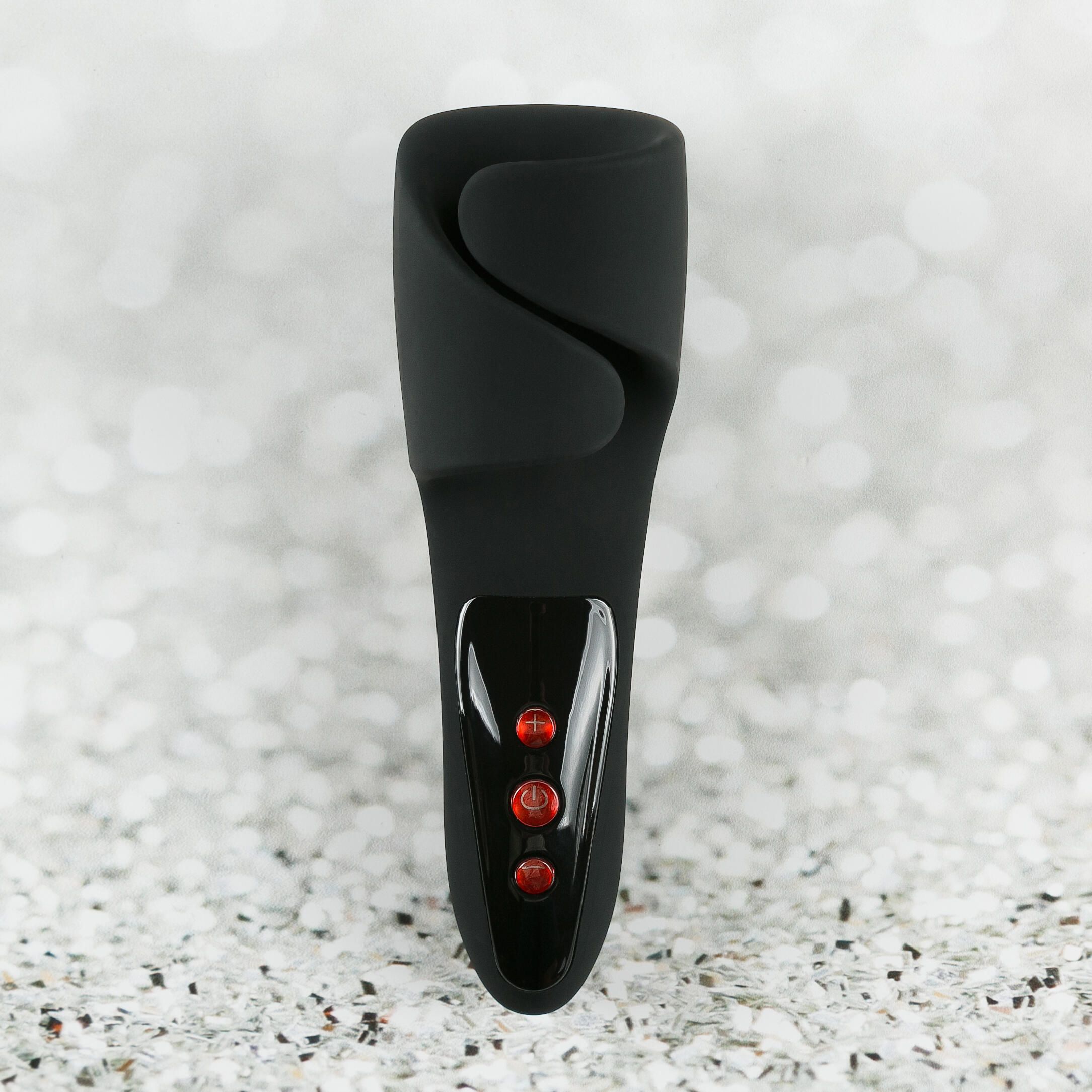 Черный вибромастурбатор с пульсацией Apollo 7