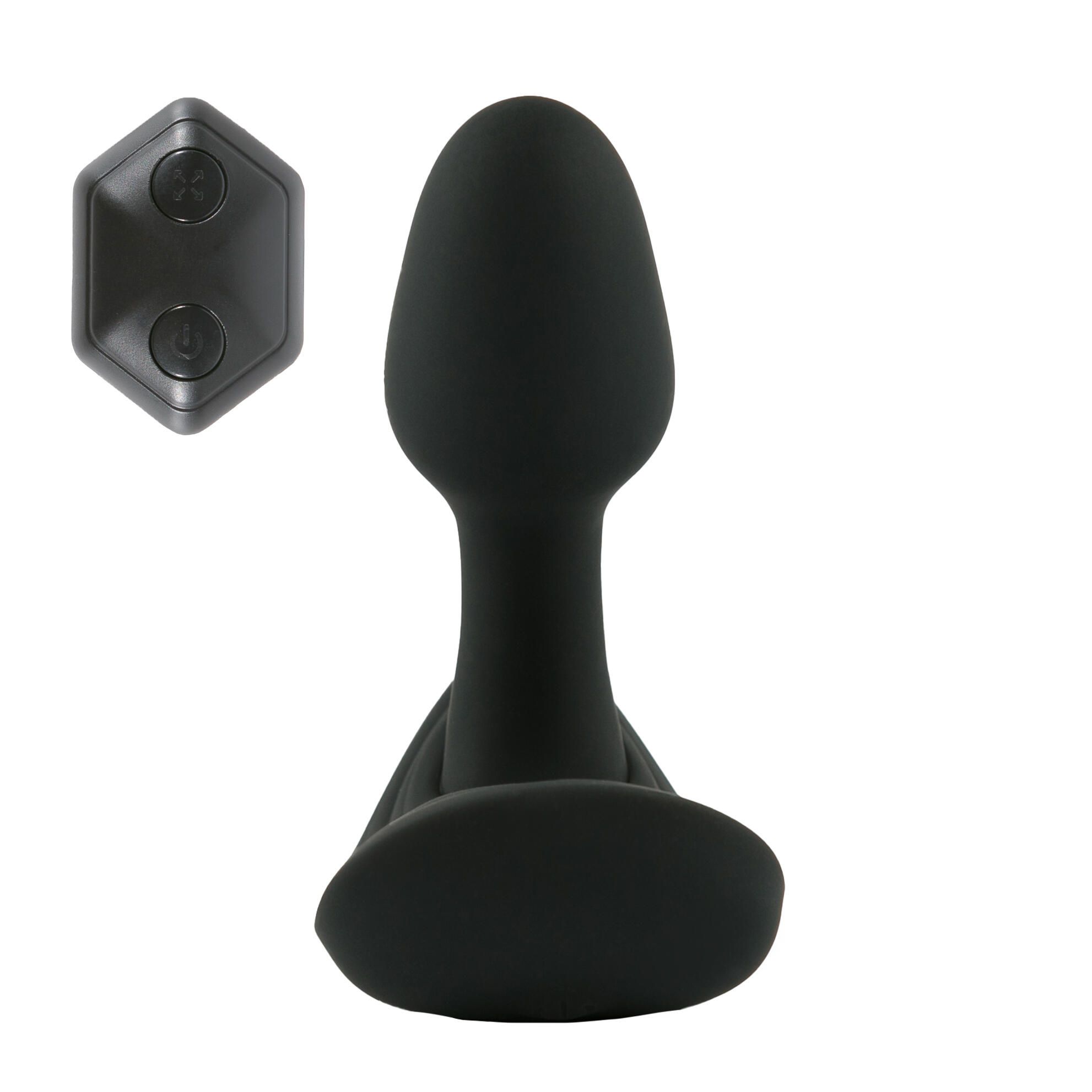 Черная вибропробка с функцией расширения и пультом ДУ Himeros 2