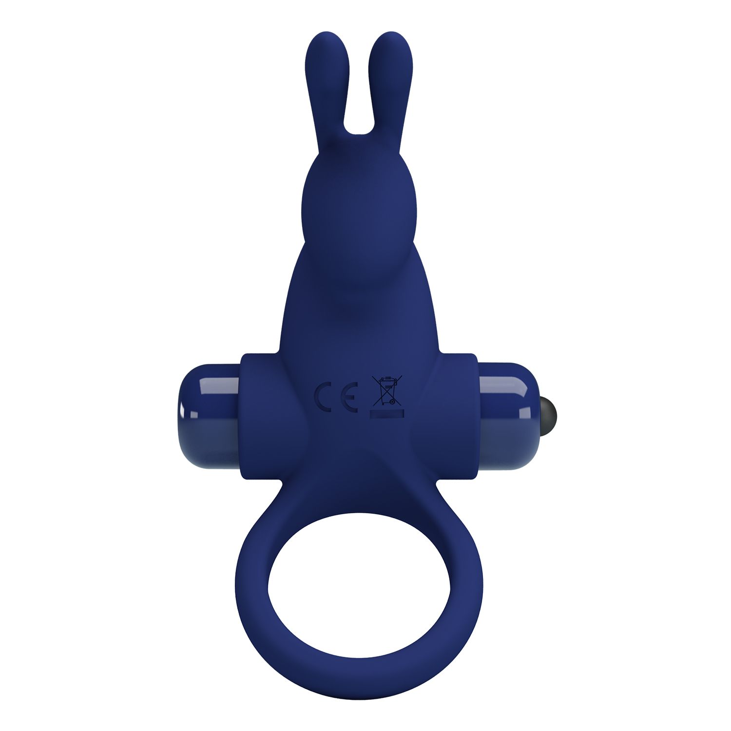 Синее эрекционное кольцо с выступом-зайчиком для стимуляции клитора 1
