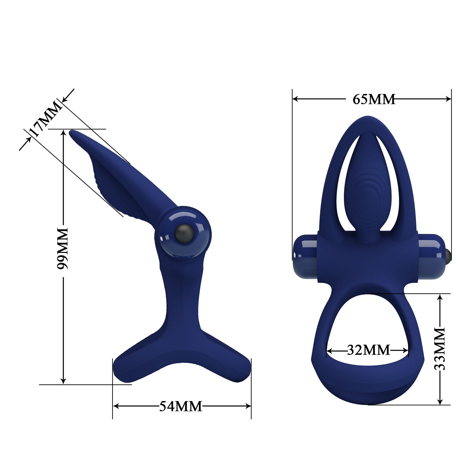 Синее эрекционное кольцо с 10 режимами вибрации и подхватом мошонки 4