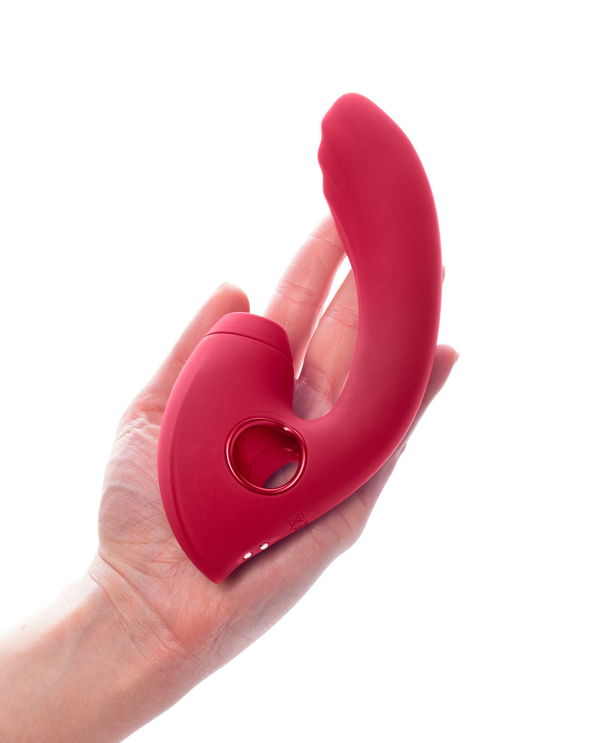 Красный вибратор с вакуум-волновым стимулятором клитора Grace 2