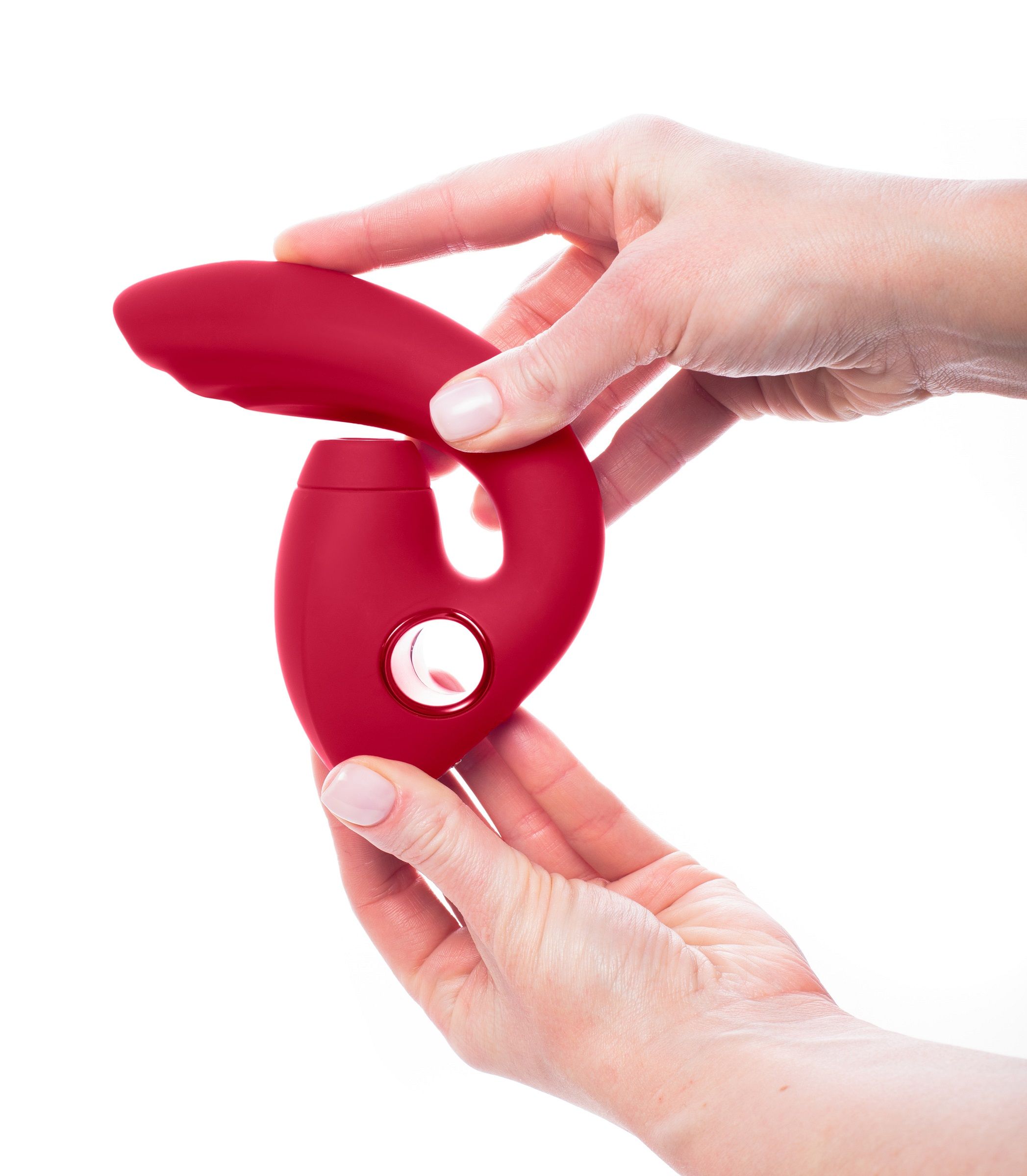 Красный вибратор с вакуум-волновым стимулятором клитора Grace 5