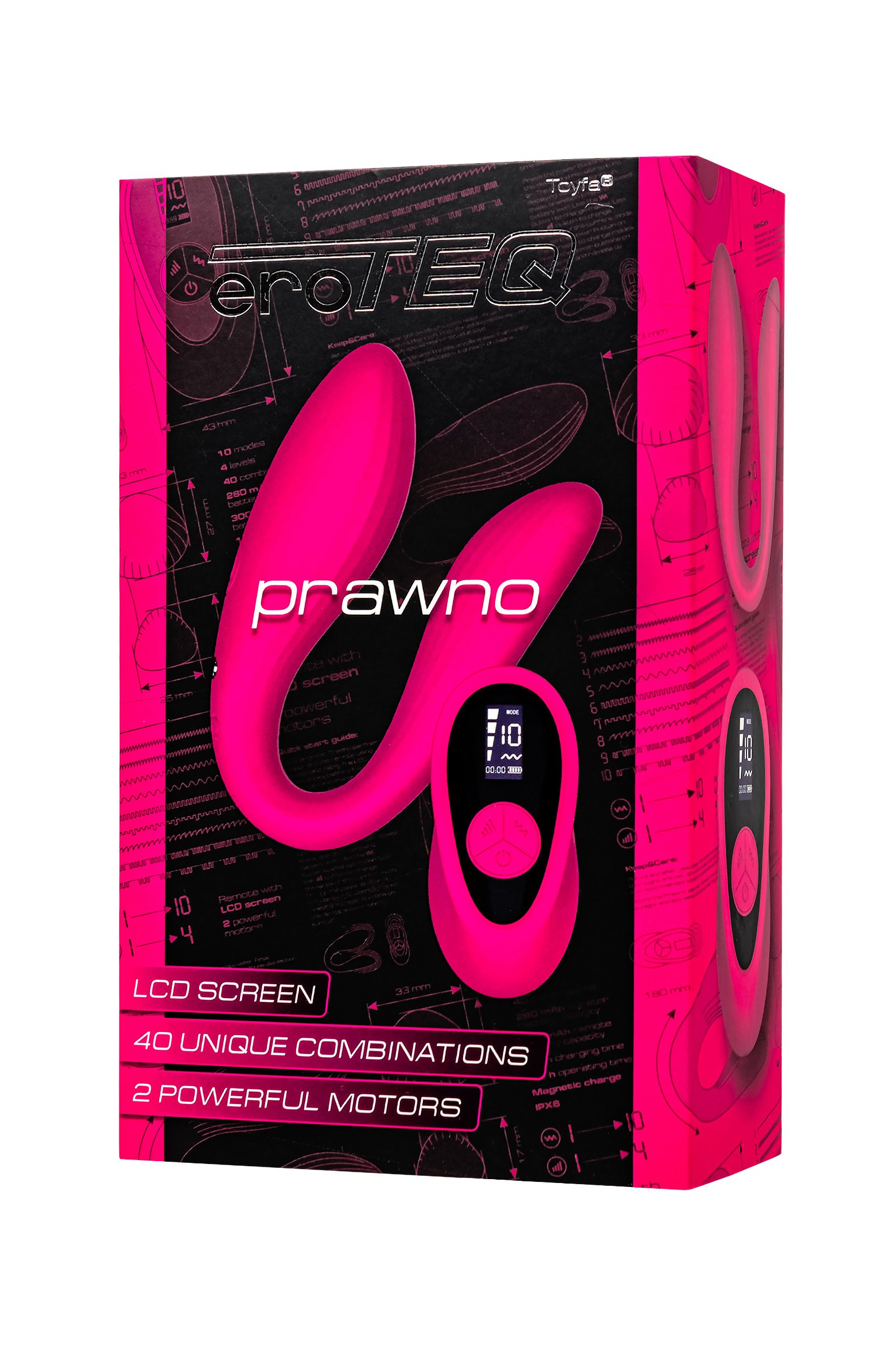 Розовый вибратор для пар Prawno с пультом ДУ 12