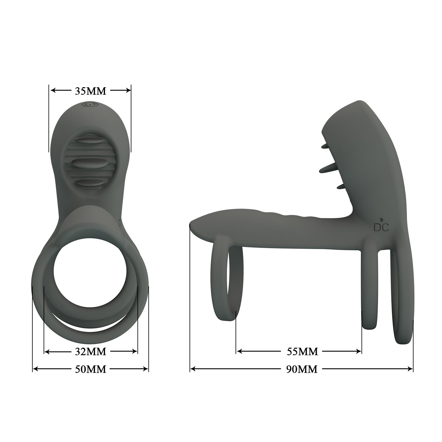 Серая насадка на пенис с 12 режимами вибрации 5