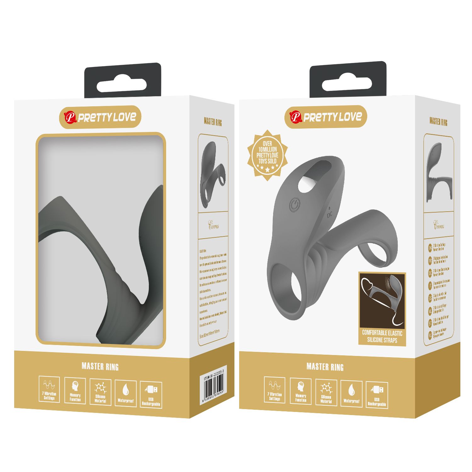 Серая насадка для пениса с вибростимуляцией 2