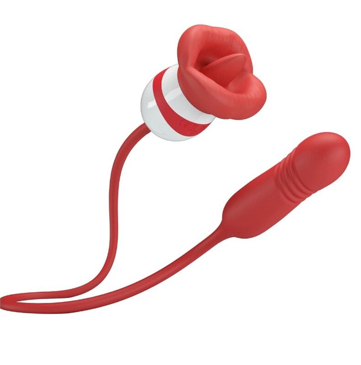 Красное продолговатое виброяицо Ashlynn с клиторальным стимулятором 1