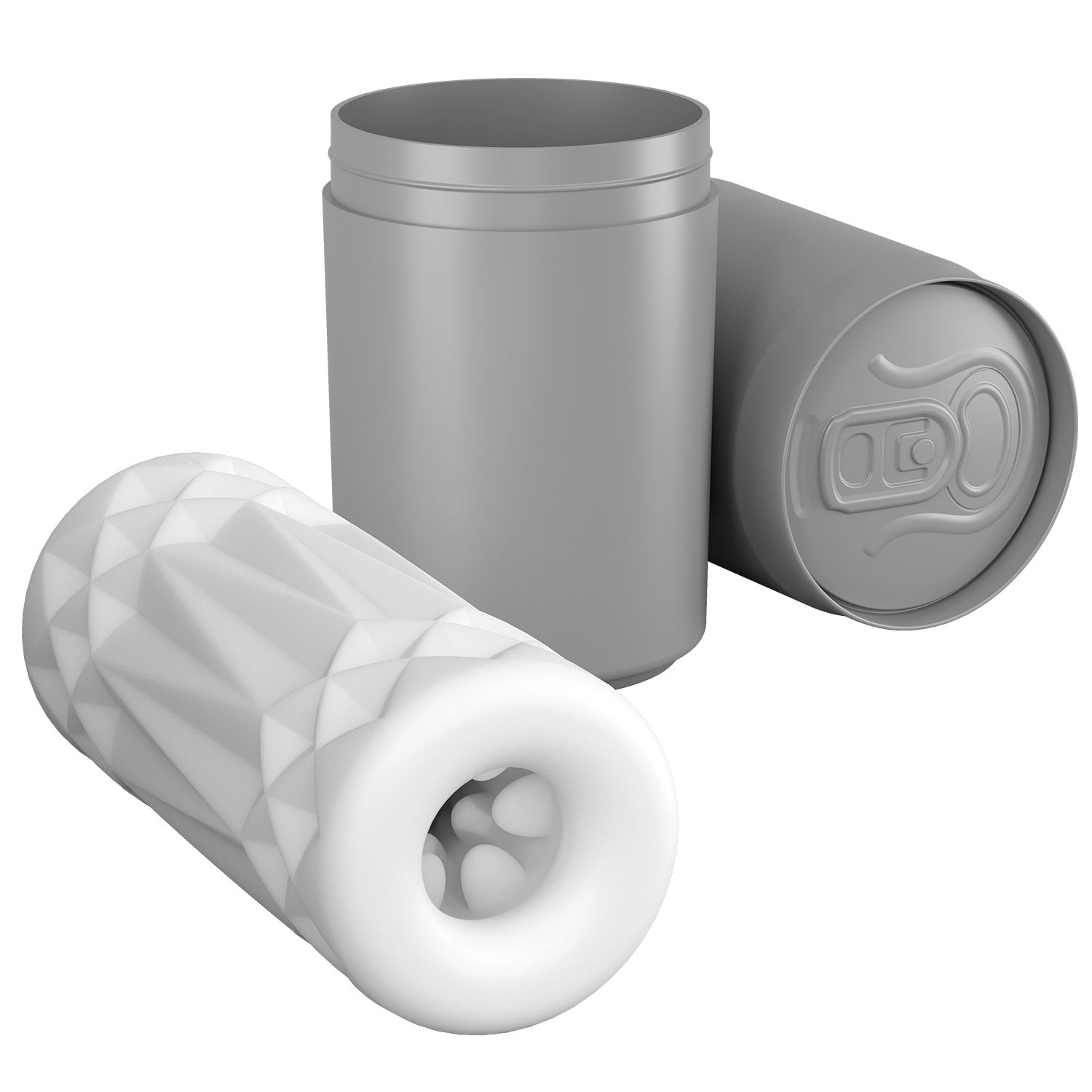 Белый компактный мастурбатор Fine Lady в упаковке-банке 2