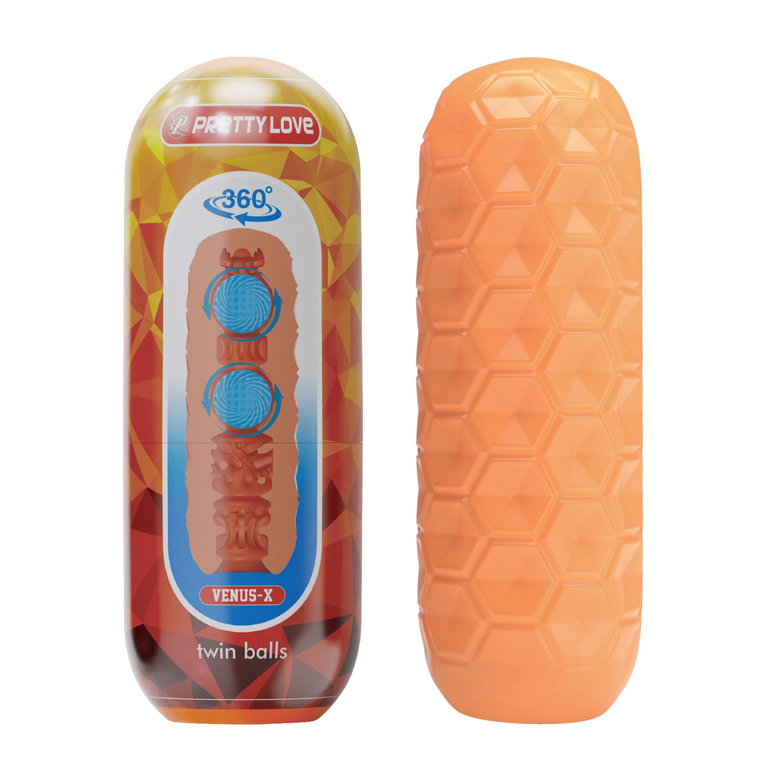 Оранжевый мастурбатор Venus-X Twin balls 1