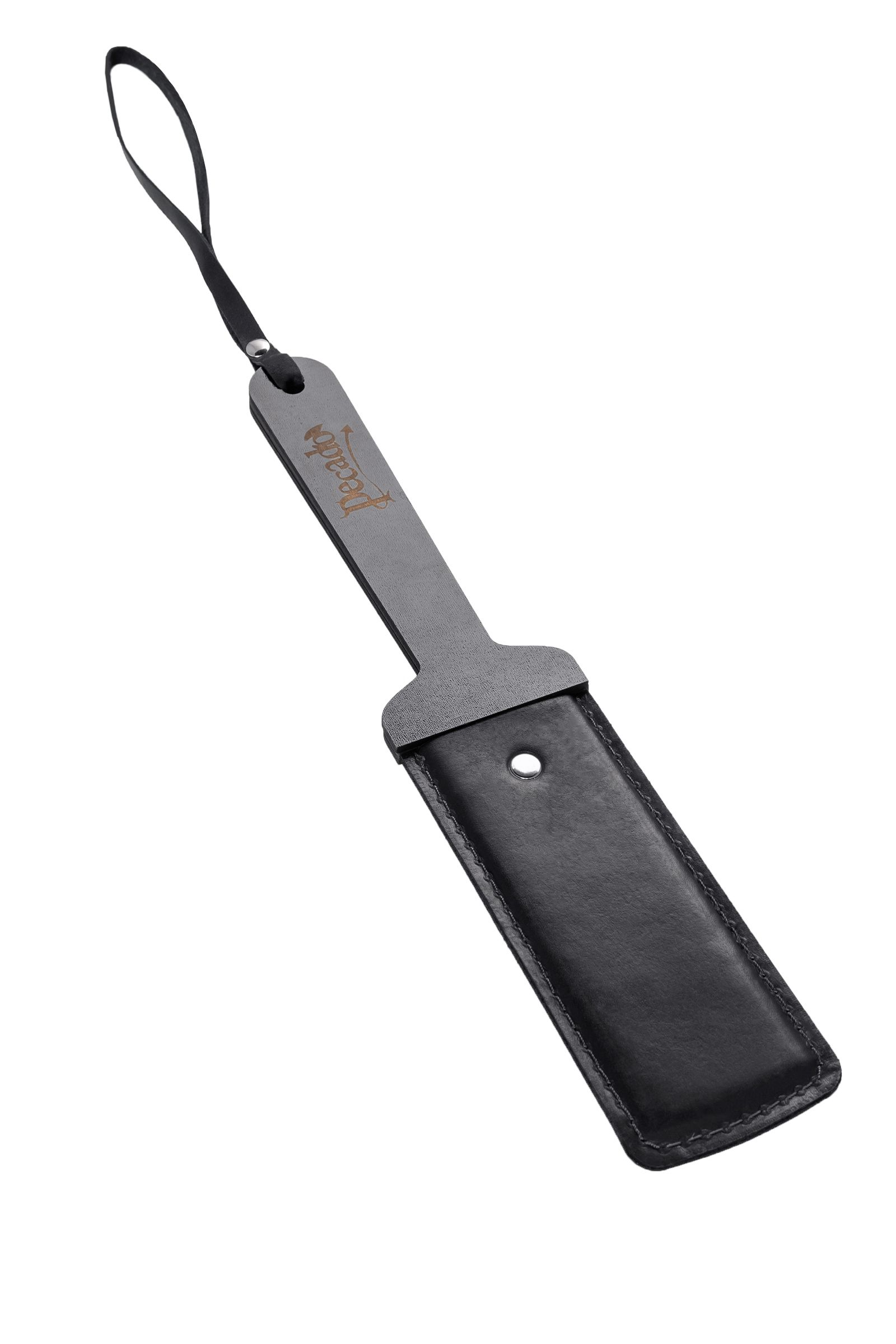 Черный твердый пэддл из натуральной кожи и дерева - 33 см. 3