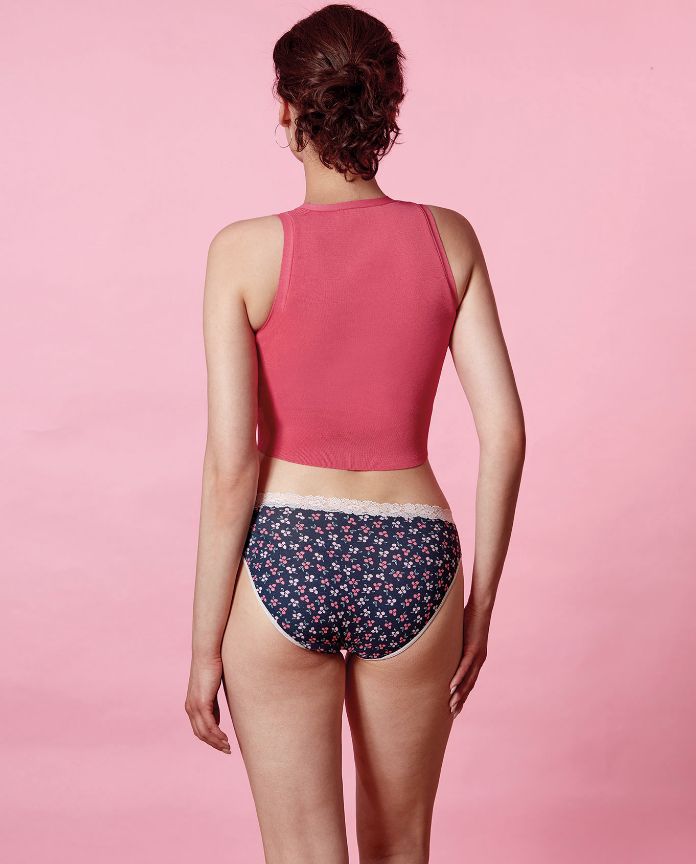 Набор из 2 трусиков-слипов Coquettes Haru - бежевых и синих в цветочек 2