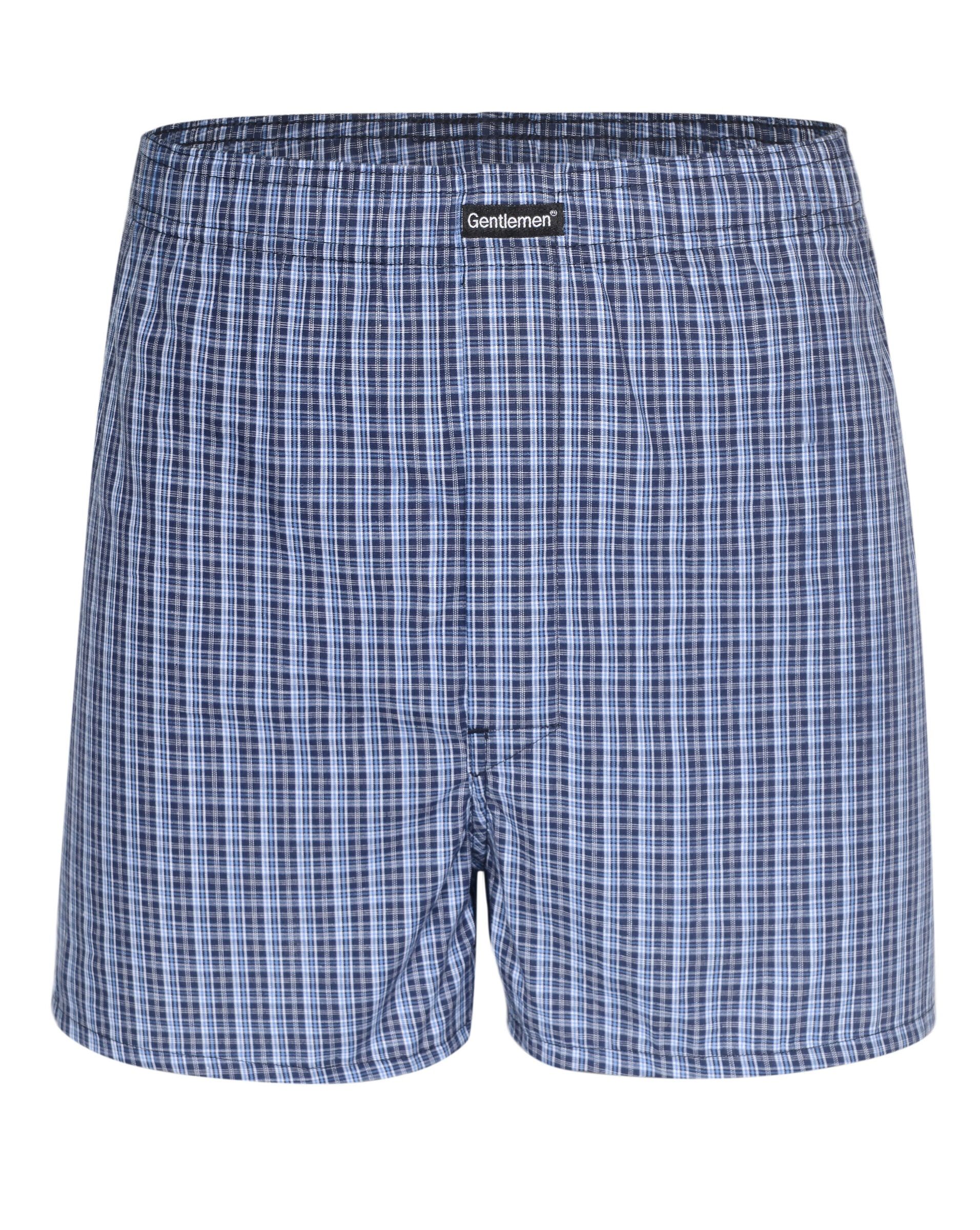 Синие хлопковые трусы-боксеры +size в клетку 1