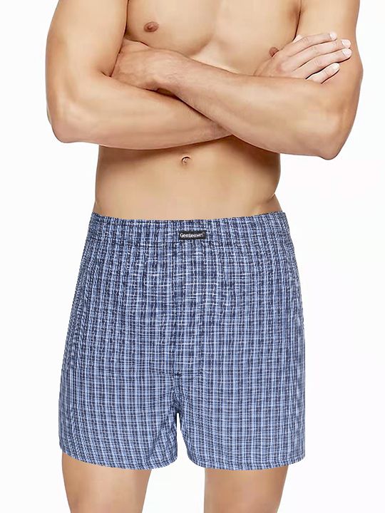 Синие хлопковые трусы-боксеры в клетку 1