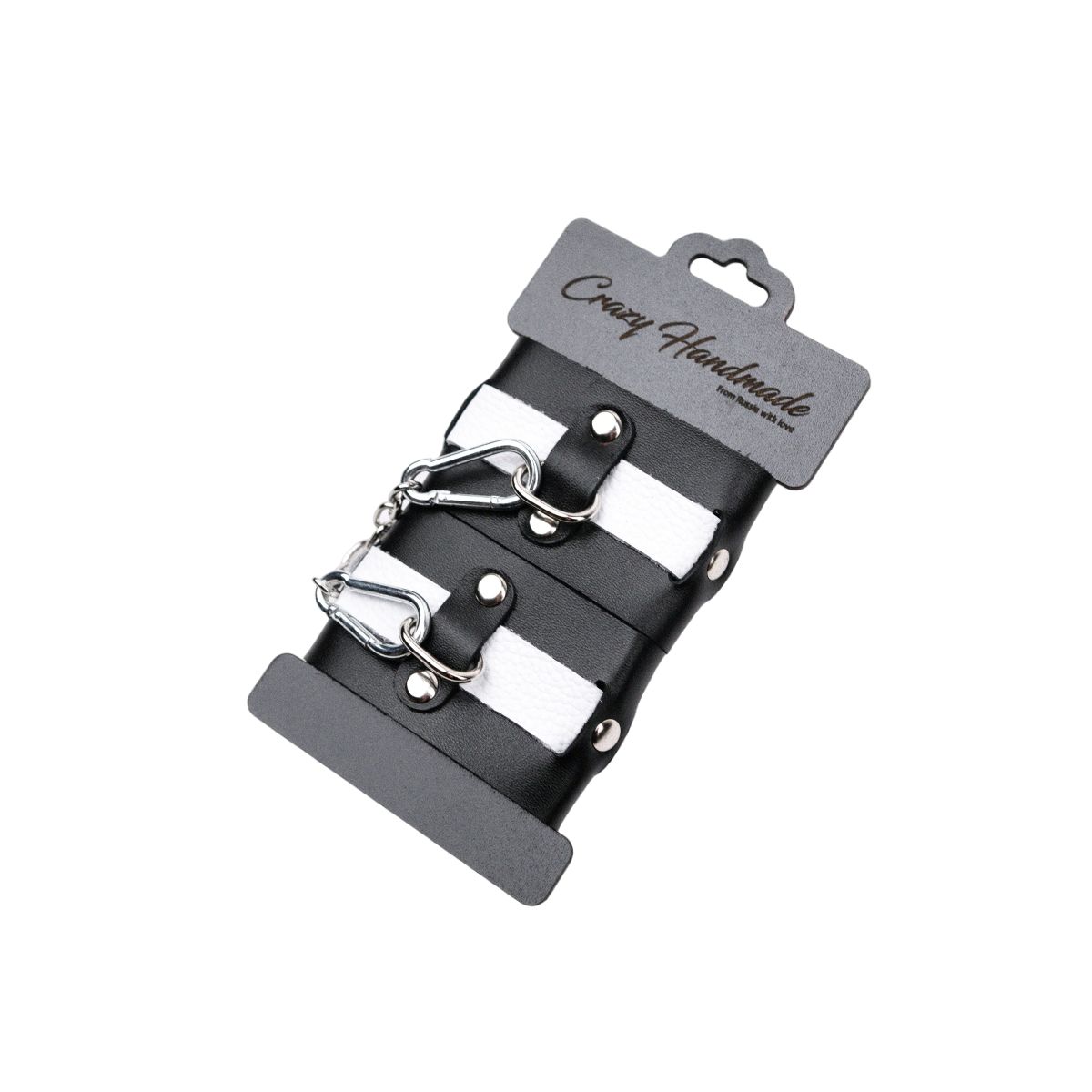 Черно-белые кожаные наручники 2