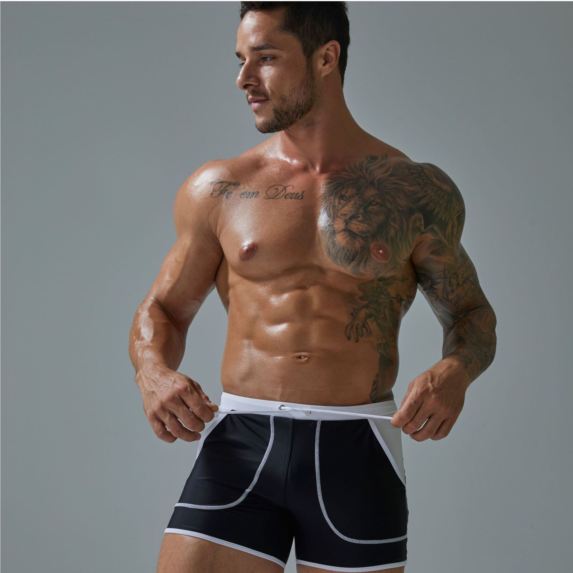 Черные плавки-боксеры с контрастной отделкой 3