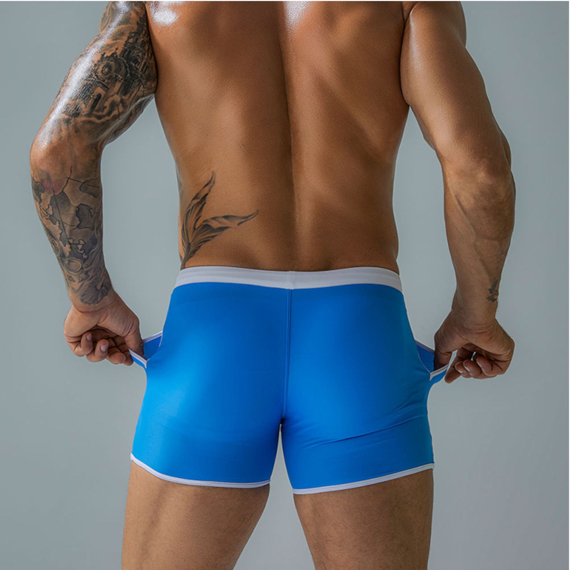 Голубые плавки-боксеры с контрастной отделкой 3