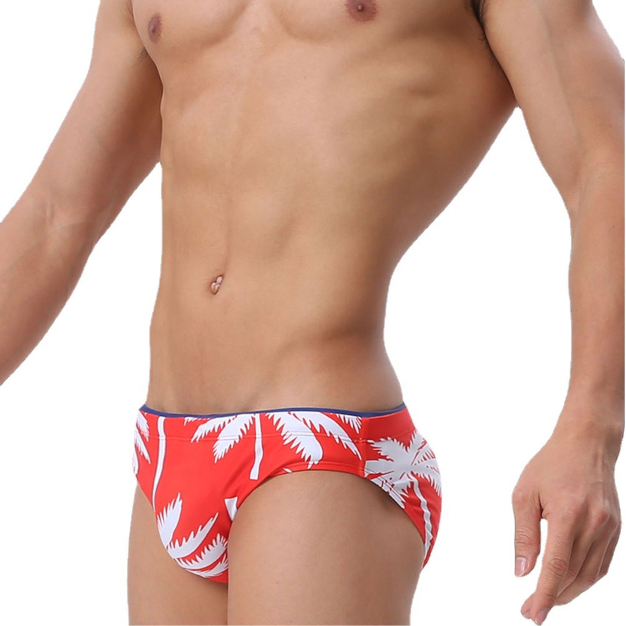 Красные мужские плавки-брифы с принтом в виде пальм 2