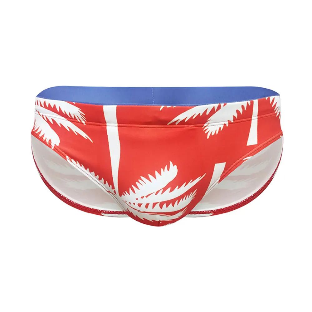 Красные мужские плавки-брифы с принтом в виде пальм 5