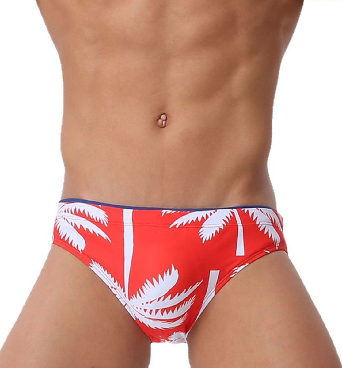 Красные мужские плавки-брифы с принтом в виде пальм 1