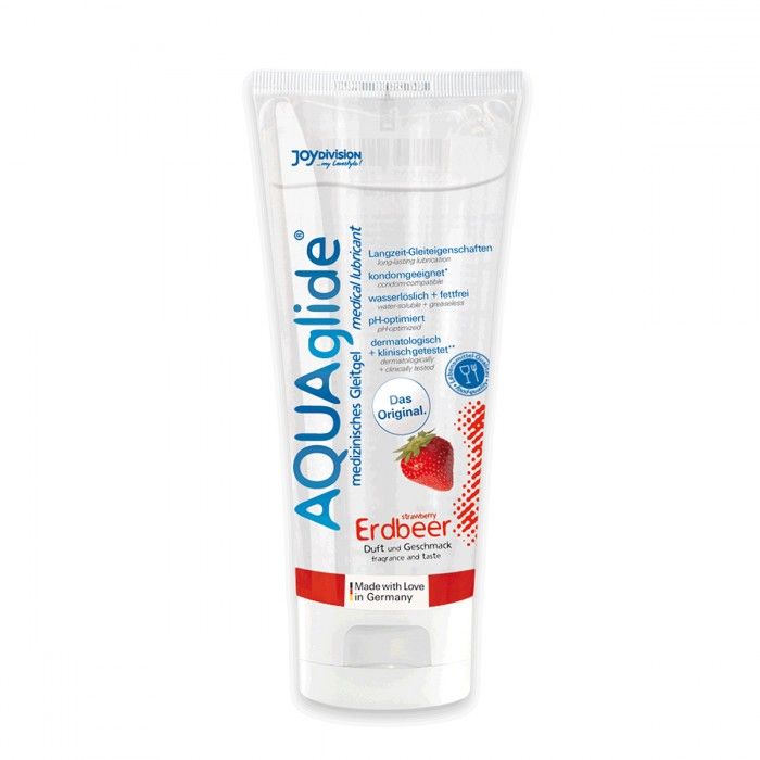 Гель-лубрикант на водной основе AQUAglide с ароматом клубники - 100 мл. 1